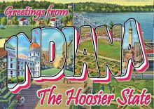 Greetings from Indiana the Hoosier State tourism postcard