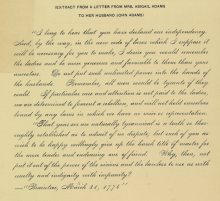 Image of letter by Abigail Adams to her husband John Adams